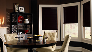 Dark Mini Blinds in Dining Room